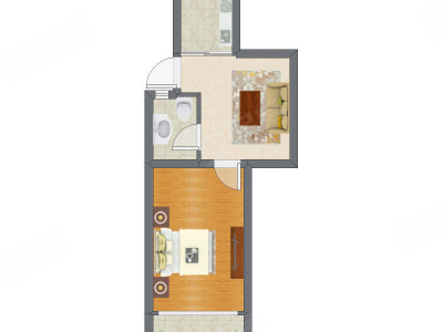 1室1厅 44.79平米户型图
