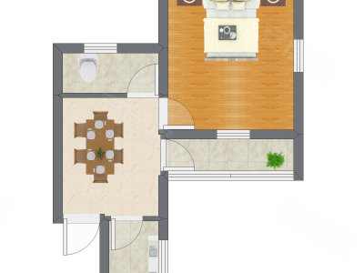 1室1厅 44.95平米户型图