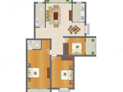 3室2厅 99.23平米户型图