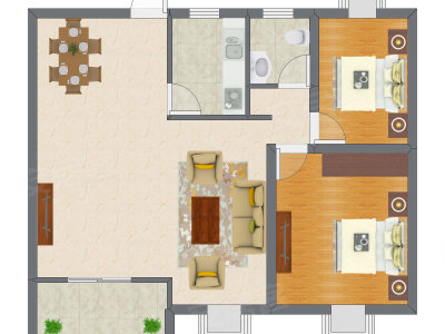 2室2厅 67.79平米户型图