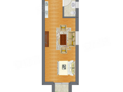 1室1厅 17.37平米户型图