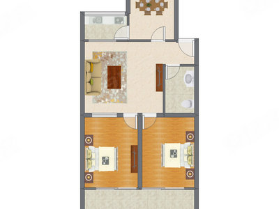 2室2厅 103.91平米户型图