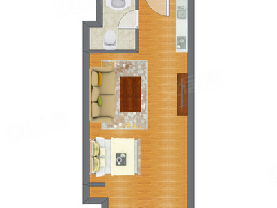 1室0厅 45.95平米户型图