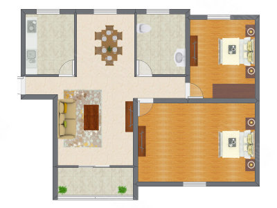 2室2厅 99.96平米户型图