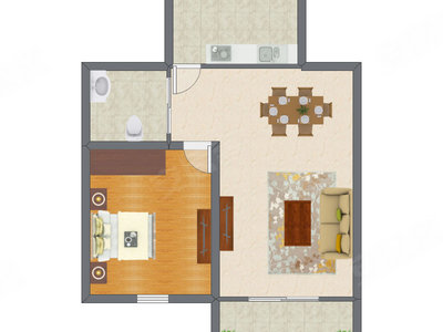 1室1厅 69.00平米户型图