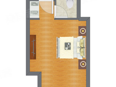1室0厅 33.94平米户型图
