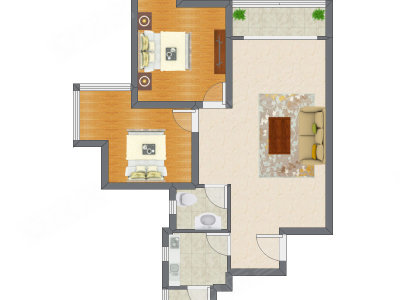 2室1厅 89.45平米户型图