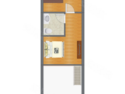 1室1厅 44.28平米户型图