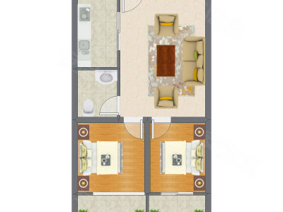 2室1厅 73.15平米户型图
