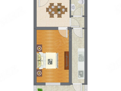 1室1厅 54.03平米户型图