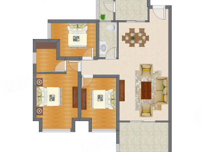 3室2厅 75.88平米