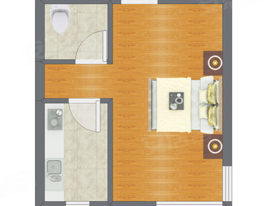 1室1厅 30.80平米户型图
