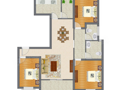 3室2厅 140.16平米