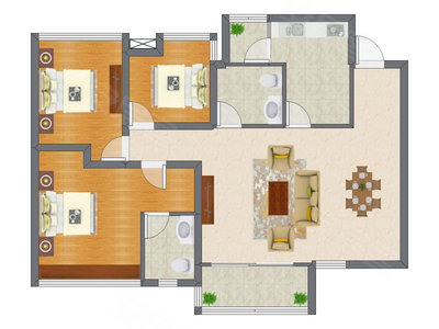 3室2厅 109.24平米