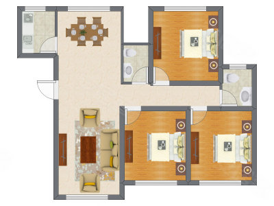 3室2厅 72.14平米