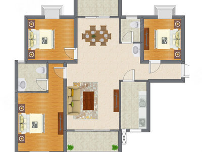 3室2厅 123.55平米