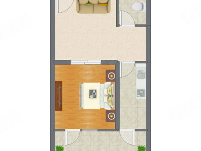 1室1厅 54.34平米
