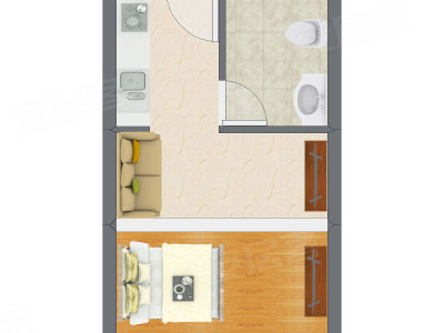 1室1厅 21.38平米