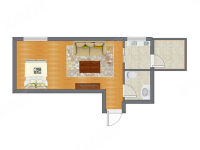 1室1厅 43.49平米