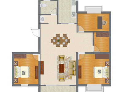 2室1厅 115.13平米