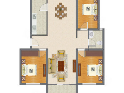 3室2厅 101.79平米