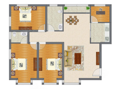 4室2厅 137.40平米户型图