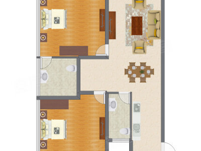 2室1厅 89.52平米