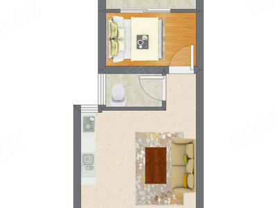 1室1厅 26.16平米户型图