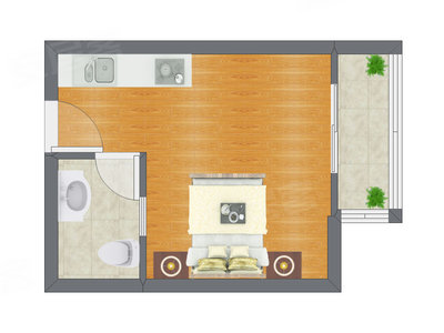 1室0厅 29.29平米户型图