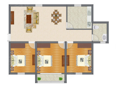 3室2厅 83.55平米