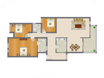 3室2厅 144.00平米户型图