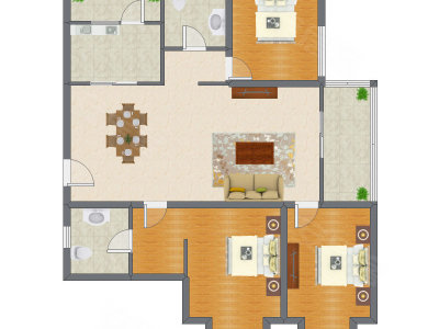 3室2厅 203.61平米