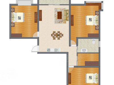 2室2厅 98.18平米户型图