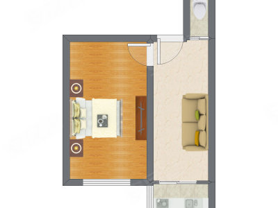 1室1厅 41.96平米户型图