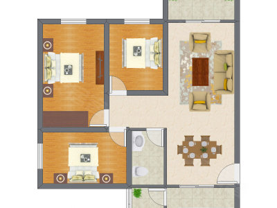 3室2厅 89.00平米