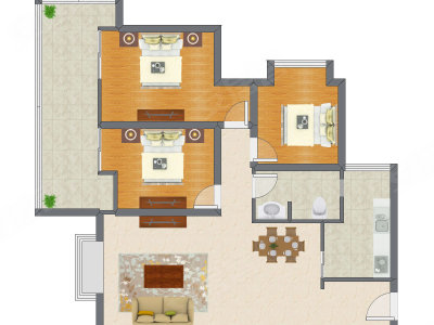 3室2厅 99.13平米