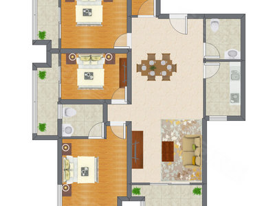 3室2厅 90.63平米