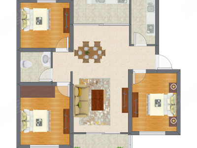 3室2厅 113.76平米户型图
