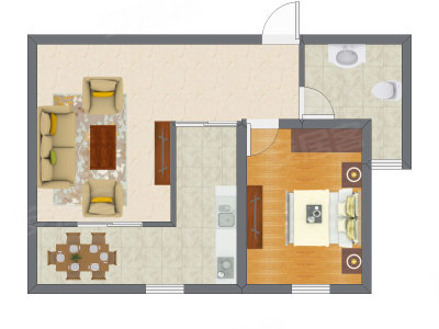 1室1厅 65.06平米户型图