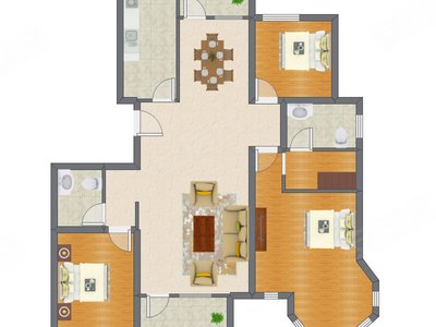 3室2厅 136.00平米