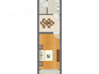 1室1厅 42.40平米户型图