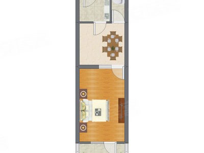 1室1厅 39.62平米户型图