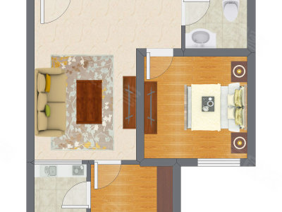1室1厅 53.34平米户型图