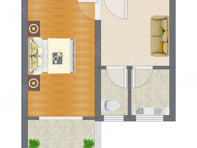 1室1厅 44.17平米户型图
