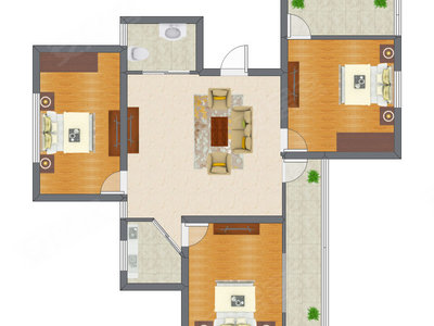 3室1厅 85.99平米