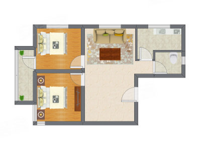 2室1厅 69.85平米户型图