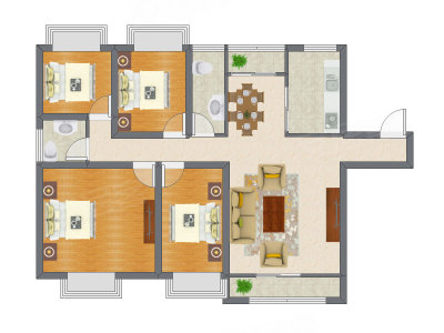 4室2厅 83.74平米