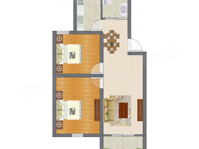 2室2厅 75.81平米户型图