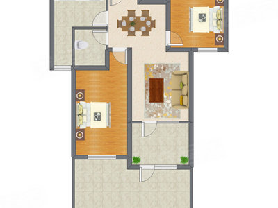 2室2厅 84.24平米户型图