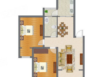 2室2厅 99.98平米户型图